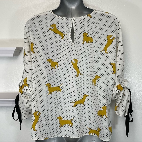 ZARA Dachshund Dog Blouse Size Large - Picture 3 of 8